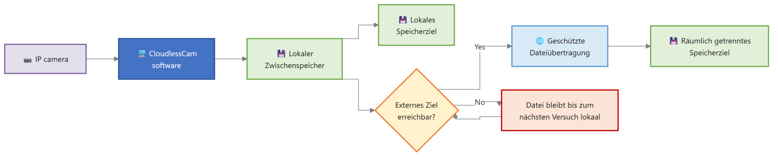 Diagram voor Opname: lokaal en back-up