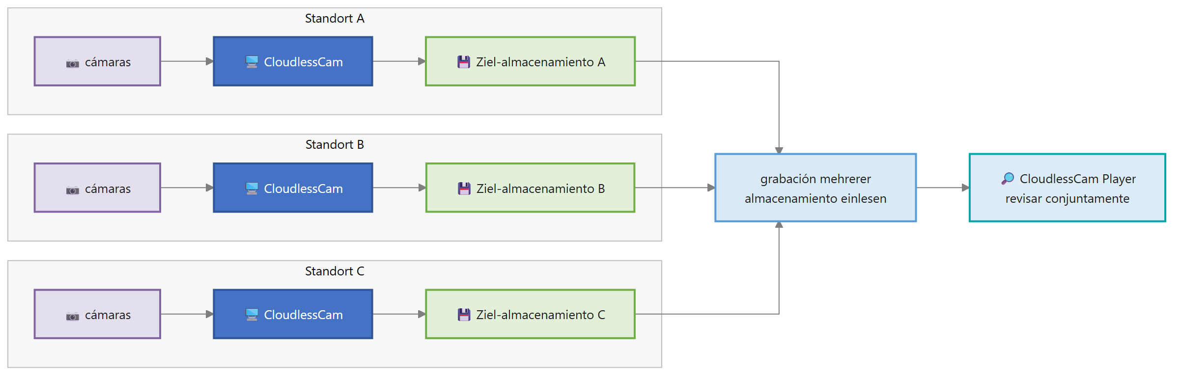 Diagrama para Videovigilancia: varias ubicaciones y local