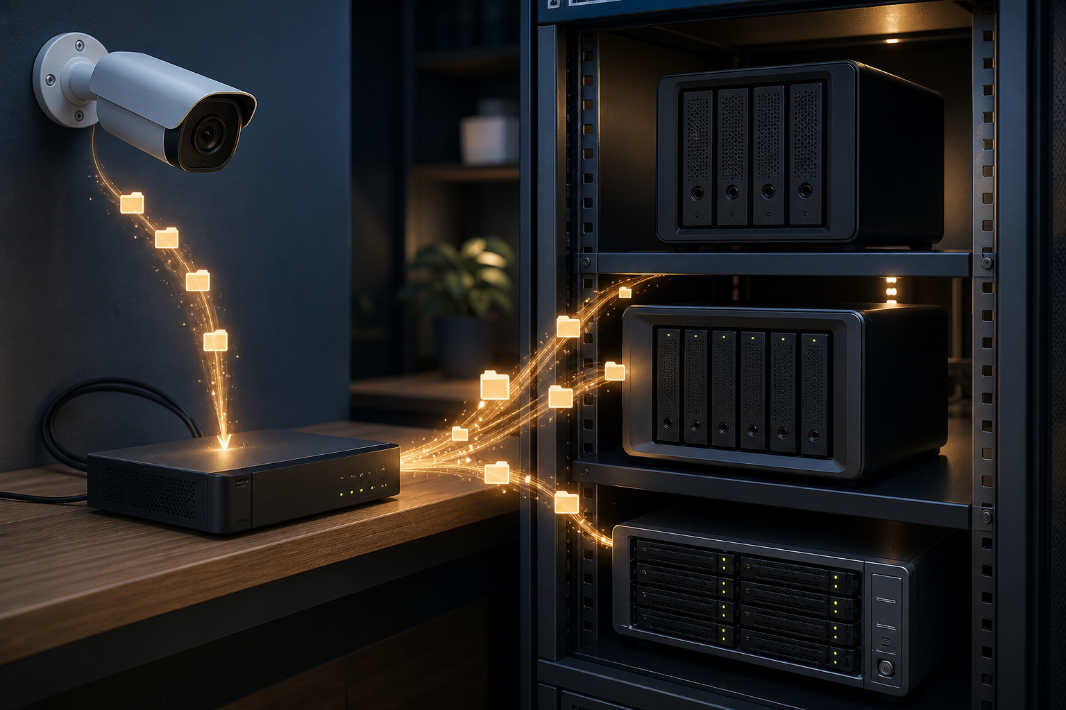 CloudlessCam-arbejdsgang for Kamera lagring: Synology QNAP TrueNAS
